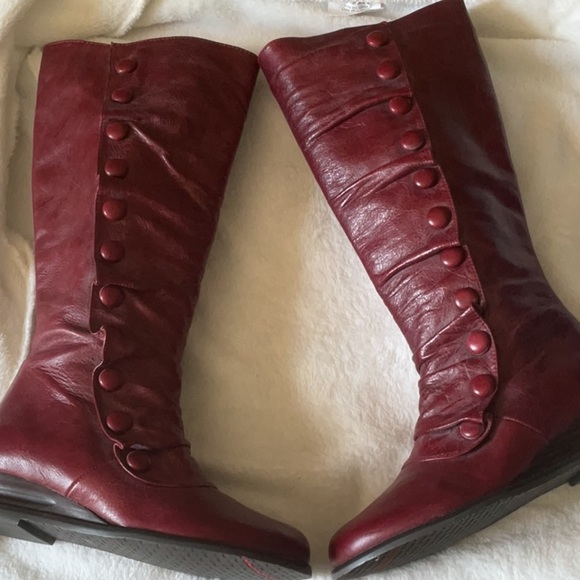Miz Mooz Red Leather Heeled Boots - Picture 1 of 6